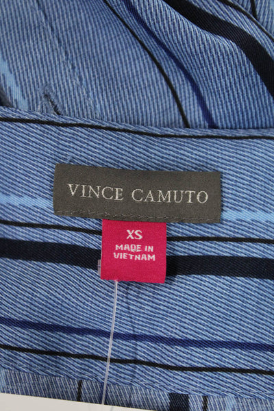 Vince Camuto Womens Satin Stripe Printed Long Sleeve Wrap Blouse Blue Size XS