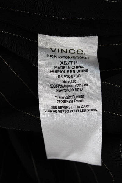 Vince Womens Stripe Print Long Sleeve Round Neck Button Down Shirt Black Size XS