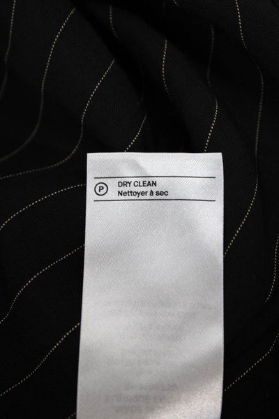 Vince Womens Stripe Print Long Sleeve Round Neck Button Down Shirt Black Size XS