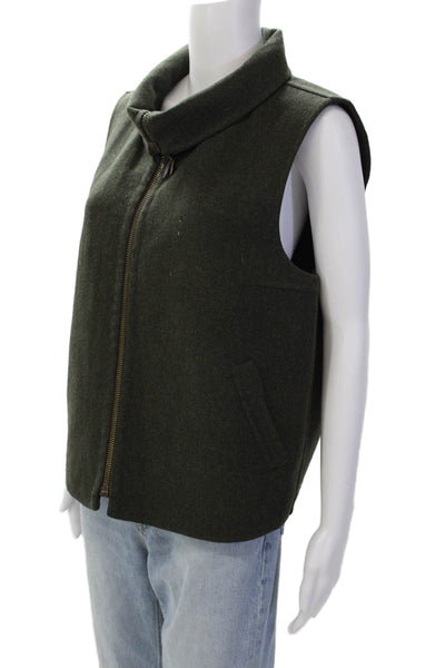 Michael Kors Womens Cowl Neck Zip Up Sleeveless Vest Jacket Green Size L