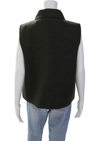 Michael Kors Womens Cowl Neck Zip Up Sleeveless Vest Jacket Green Size L