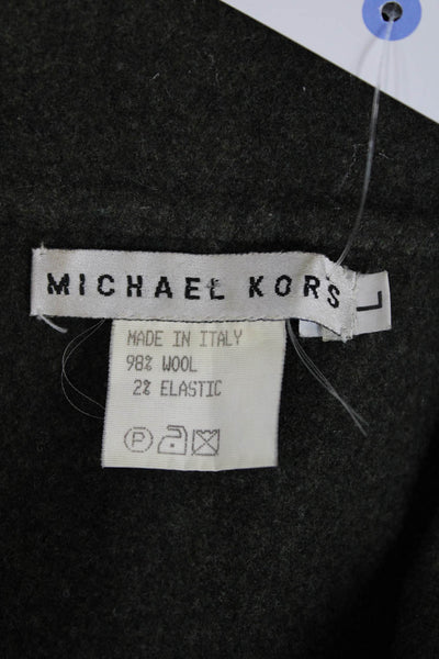 Michael Kors Womens Cowl Neck Zip Up Sleeveless Vest Jacket Green Size L