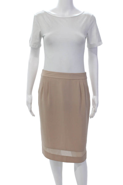 Philosophy di Alberta Ferretti Womens Pleated Straight Skirt Beige Size 4