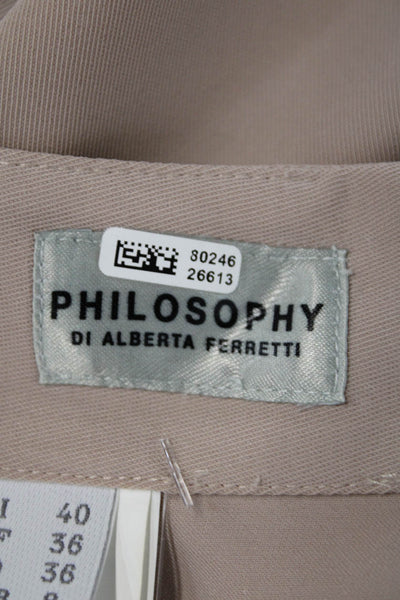 Philosophy di Alberta Ferretti Womens Pleated Straight Skirt Beige Size 4