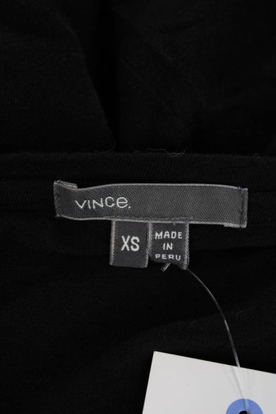 Vince Womens 3/4 Sleeve Scoop Neck Oversized Tee Shirt Black Cotton Size XS