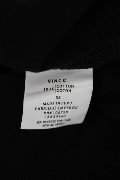 Vince Womens 3/4 Sleeve Scoop Neck Oversized Tee Shirt Black Cotton Size XS