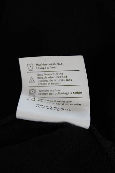 Vince Womens 3/4 Sleeve Scoop Neck Oversized Tee Shirt Black Cotton Size XS