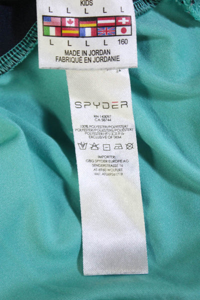 Spyder Womens Textured Cotton Long Sleeve Half Zip Athletic Top Blue Size L