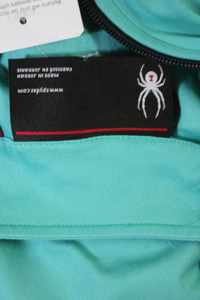 Spyder Womens Textured Cotton Long Sleeve Half Zip Athletic Top Blue Size L