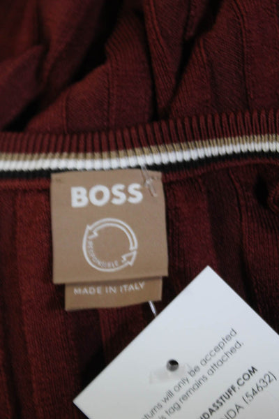 BOSS Womens Scoop Neck Ribbed Knit Sleeveless Tank Top Rust Brown Size S