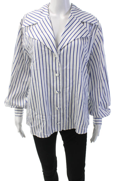 Vivetta Womens Cotton Long Sleeve Stripe Button Up Blouse White Size EUR 42