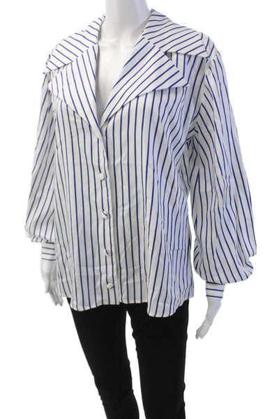 Vivetta Womens Cotton Long Sleeve Stripe Button Up Blouse White Size EUR 42