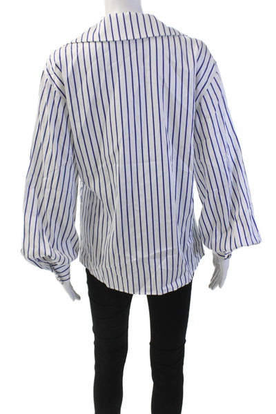 Vivetta Womens Cotton Long Sleeve Stripe Button Up Blouse White Size EUR 42