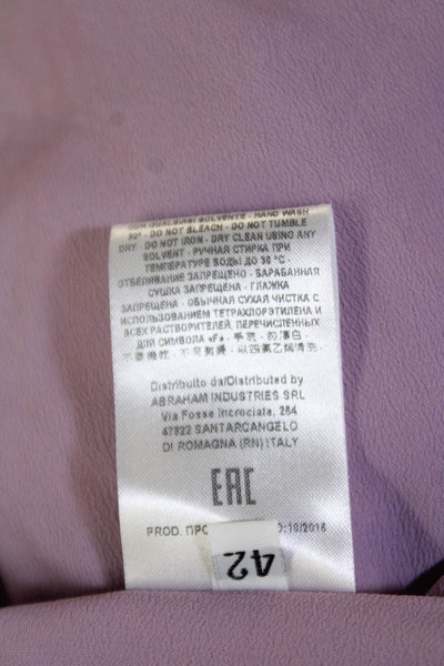 Erika Cavallini Womens Silk Long Sleeve V-neck Lined Sleek Blouse Purple Size EU