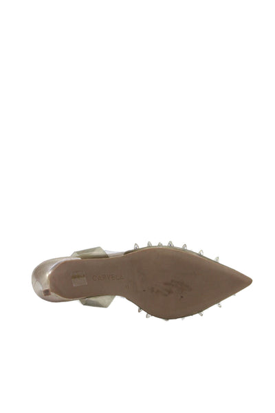 Carvela Womens Studded Pointed Toe Pump Slip-On High Heels Gray Size 11