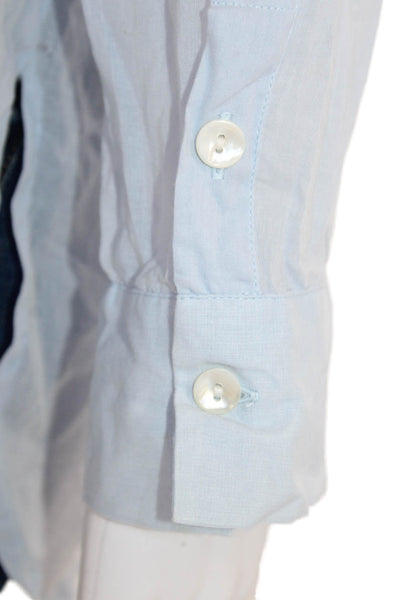 Gretchen Scott Womens Long Sleeves Collared Button Embroidered Shirt Blue Size M