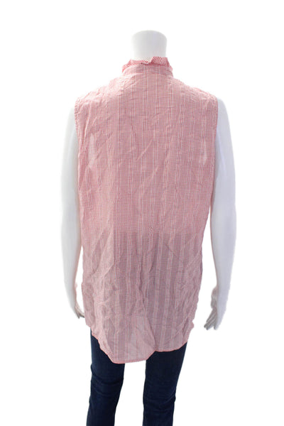 J. Mclaughlin Womens Fletcher Ruffle Sleeveless Button Down Plaid Shirt Size L