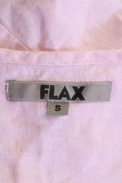 Flax Women's Scoop Neck Sleeveless Wrap Front Linen Blouse Pink Size S