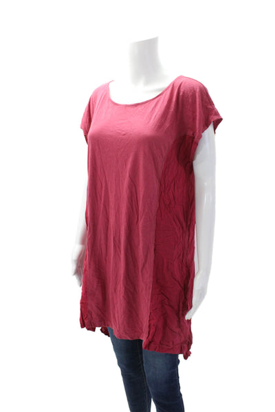 T.LA Women's Round Neck Sleeveless Slit Hi-Lo Hem Tunic Blouse Red Size M