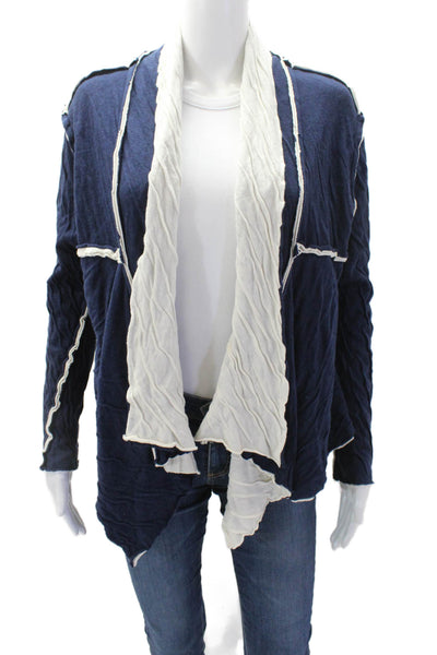 Susanna Women's Long Sleeves Reversible Open Front Jacket Navy Blue Size M