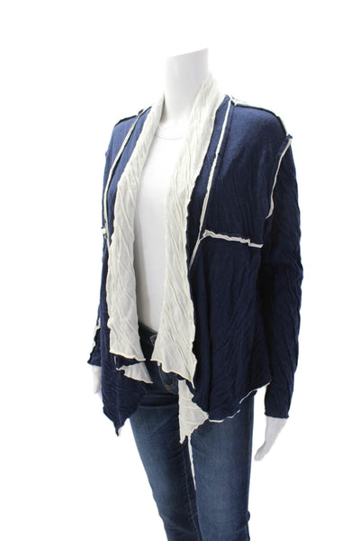 Susanna Women's Long Sleeves Reversible Open Front Jacket Navy Blue Size M
