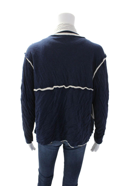Susanna Women's Long Sleeves Reversible Open Front Jacket Navy Blue Size M