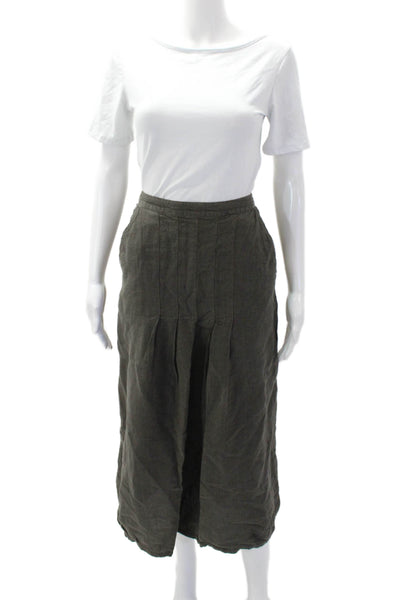 Clemente Womens Elastic Waist Unlined Pockets Bubble Hem Midi Skirt Brown Size 2