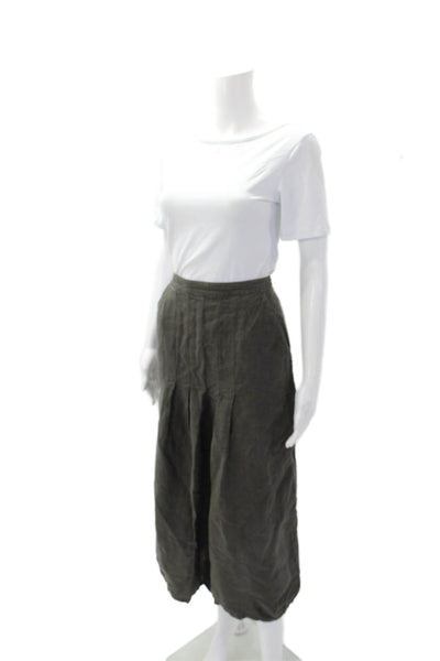 Clemente Womens Elastic Waist Unlined Pockets Bubble Hem Midi Skirt Brown Size 2
