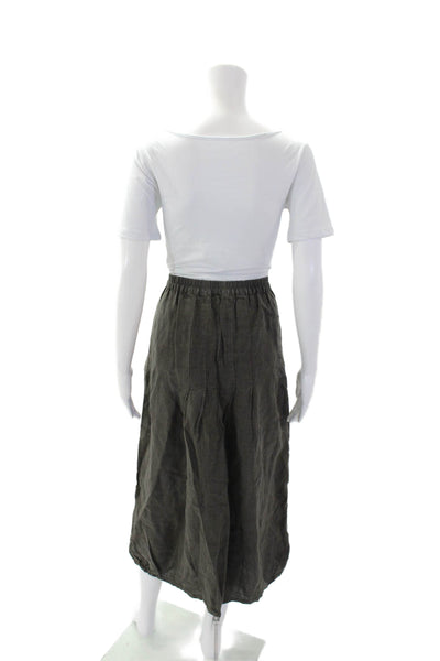Clemente Womens Elastic Waist Unlined Pockets Bubble Hem Midi Skirt Brown Size 2