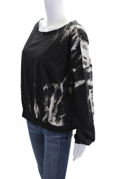 Fate. Womens Cotton Long Sleeve Round Neck Tie Dye Crop Top Black Size M