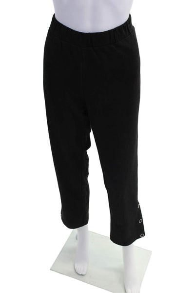 209 Wst 38 Womens Cotton Elastic Waistband Straight Leg Casual Pants Black Size
