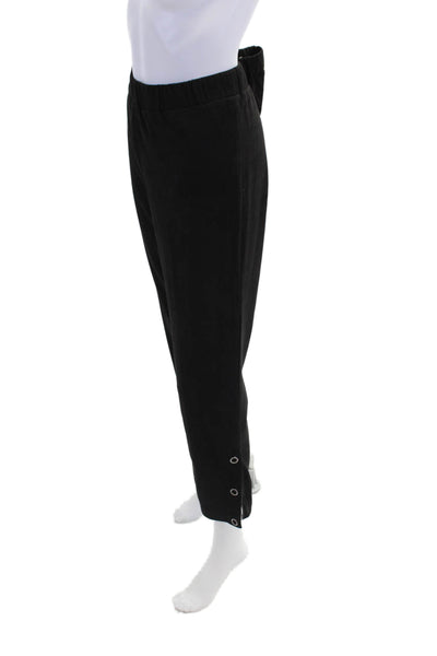 209 Wst 38 Womens Cotton Elastic Waistband Straight Leg Casual Pants Black Size