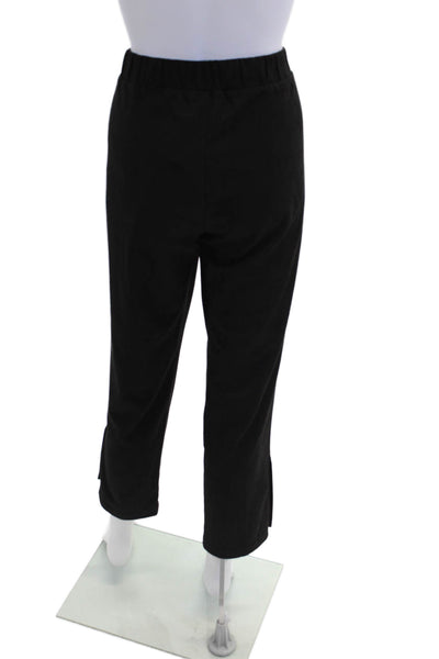 209 Wst 38 Womens Cotton Elastic Waistband Straight Leg Casual Pants Black Size