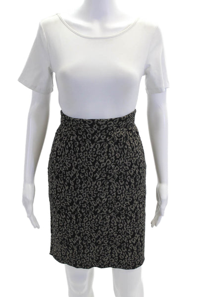 J. Mclaughlin Womens Zip Animal Printed Knit Midi Skirt Black Size M