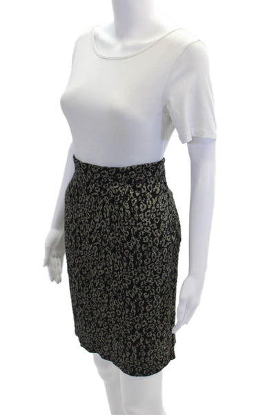 J. Mclaughlin Womens Zip Animal Printed Knit Midi Skirt Black Size M