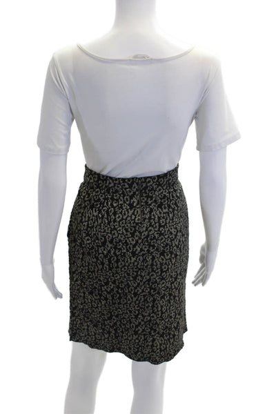 J. Mclaughlin Womens Zip Animal Printed Knit Midi Skirt Black Size M
