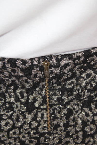 J. Mclaughlin Womens Zip Animal Printed Knit Midi Skirt Black Size M