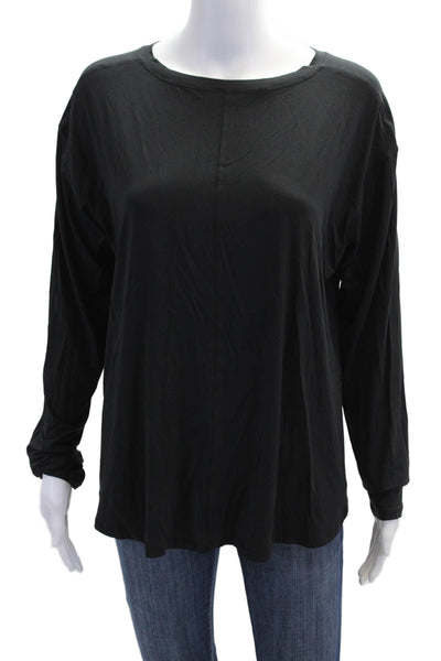 Lululemon Womens Textured Long Sleeve Round Neck Crop Blouse Black Size M