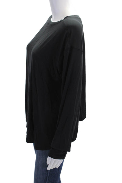Lululemon Womens Textured Long Sleeve Round Neck Crop Blouse Black Size M