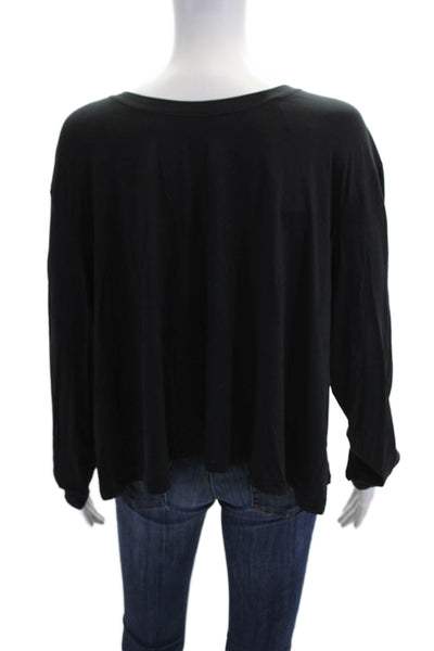 Lululemon Womens Textured Long Sleeve Round Neck Crop Blouse Black Size M