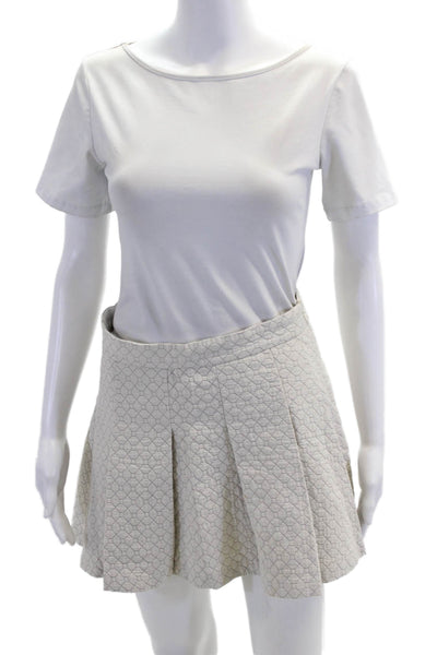 10 Crosby Derek Lam X Intermix Womens Cotton Quilted Printed Skirt White Size 2
