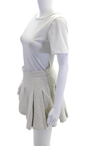 10 Crosby Derek Lam X Intermix Womens Cotton Quilted Printed Skirt White Size 2
