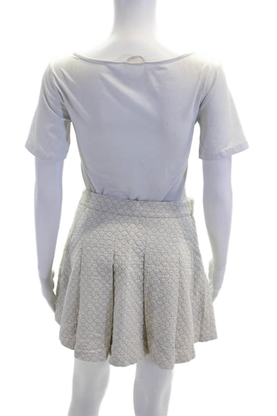 10 Crosby Derek Lam X Intermix Womens Cotton Quilted Printed Skirt White Size 2