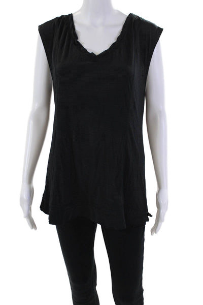Lululemon Womens Striped Sleeveless V Neck Pullover Tank Top Black Size 10