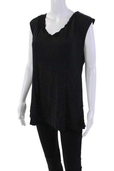 Lululemon Womens Striped Sleeveless V Neck Pullover Tank Top Black Size 10