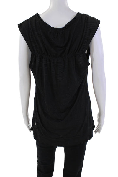 Lululemon Womens Striped Sleeveless V Neck Pullover Tank Top Black Size 10