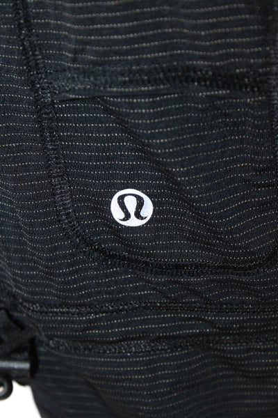 Lululemon Womens Striped Sleeveless V Neck Pullover Tank Top Black Size 10
