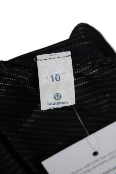 Lululemon Womens Striped Sleeveless V Neck Pullover Tank Top Black Size 10