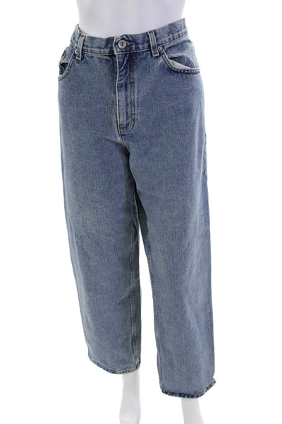 DKNY Jeans Womens High Rise Zip Up Straight Leg Jeans Blue Cotton Size 12