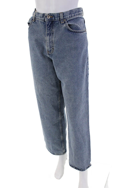 DKNY Jeans Womens High Rise Zip Up Straight Leg Jeans Blue Cotton Size 12